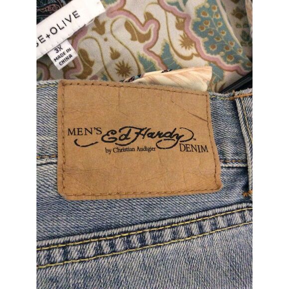 Vintage Ed Hardy Jorts Mens Denim Size 40" Waist Y2K Shorts - Picture 5 of 7
